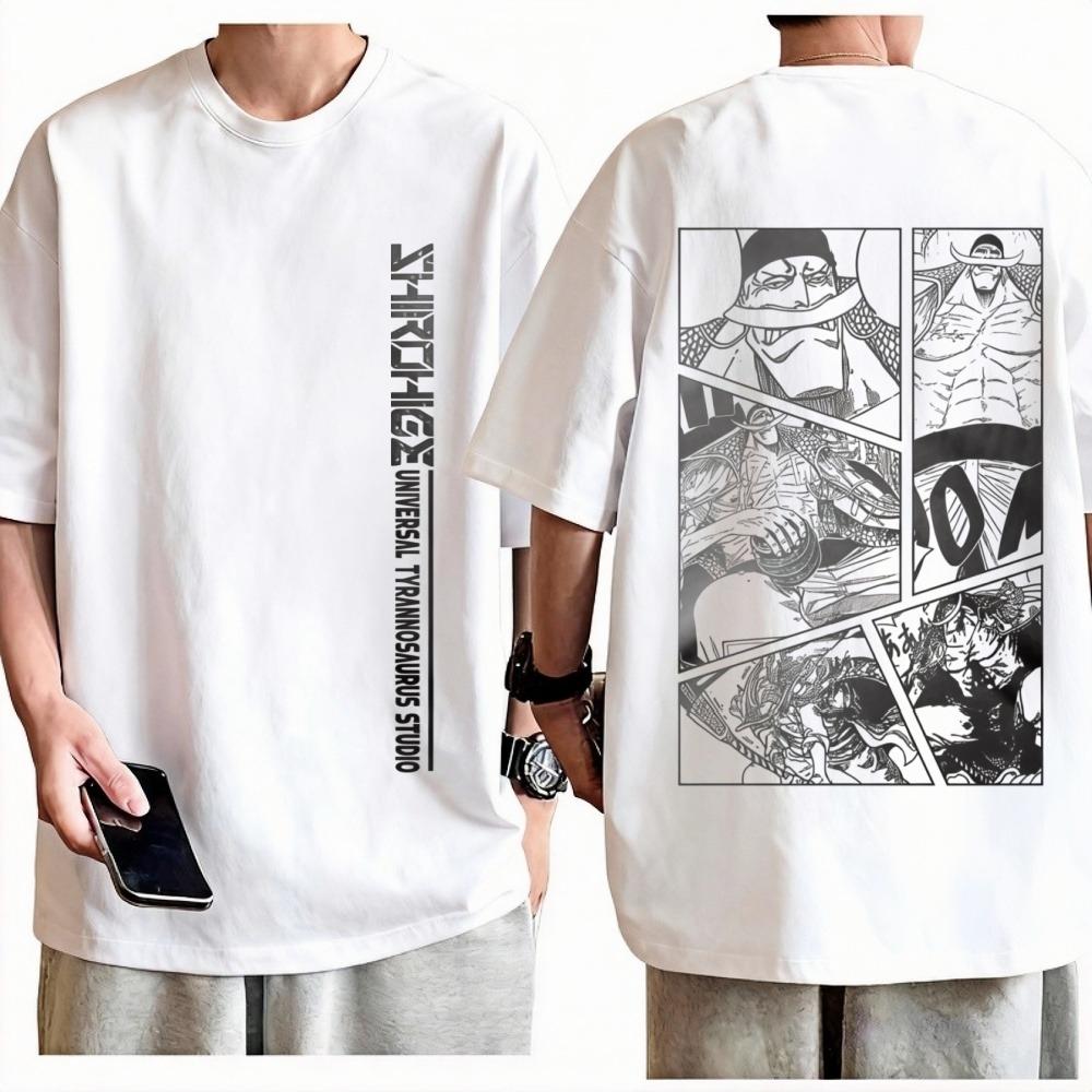 

One Piece Whitebeard TShirt Unisex High Street Anime Graphic Print Crew Neck Pure Cotton Casual Fashion Tops For Men Women M