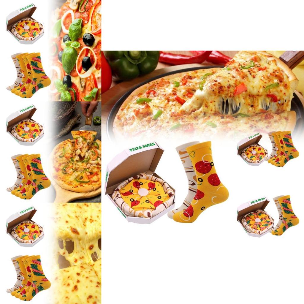 Lustige und farbenfrohe Pizza-Socken-Geschenkbox für Männer und Frauen mit kreativen Designs