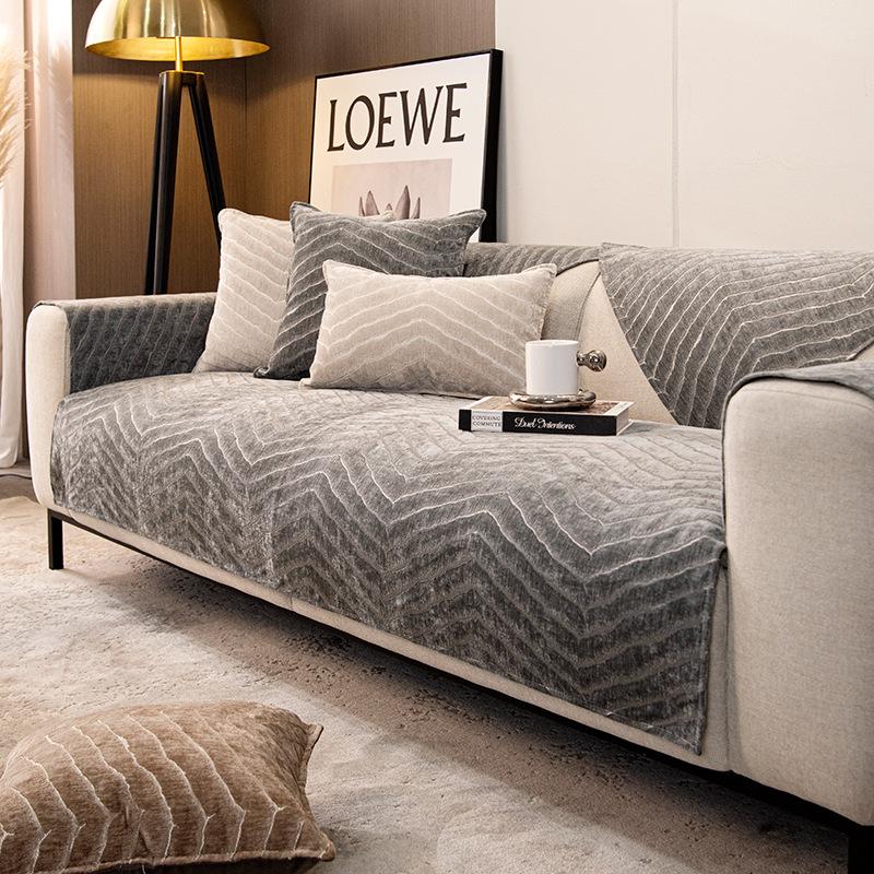 Chenier Velvet Sofa Cushion, Universal In All Seasons, Non-Slip, High-Grade Seat Cushion, Thickened Seat Cushion, High-Grade Leather Sofa Cover Towel