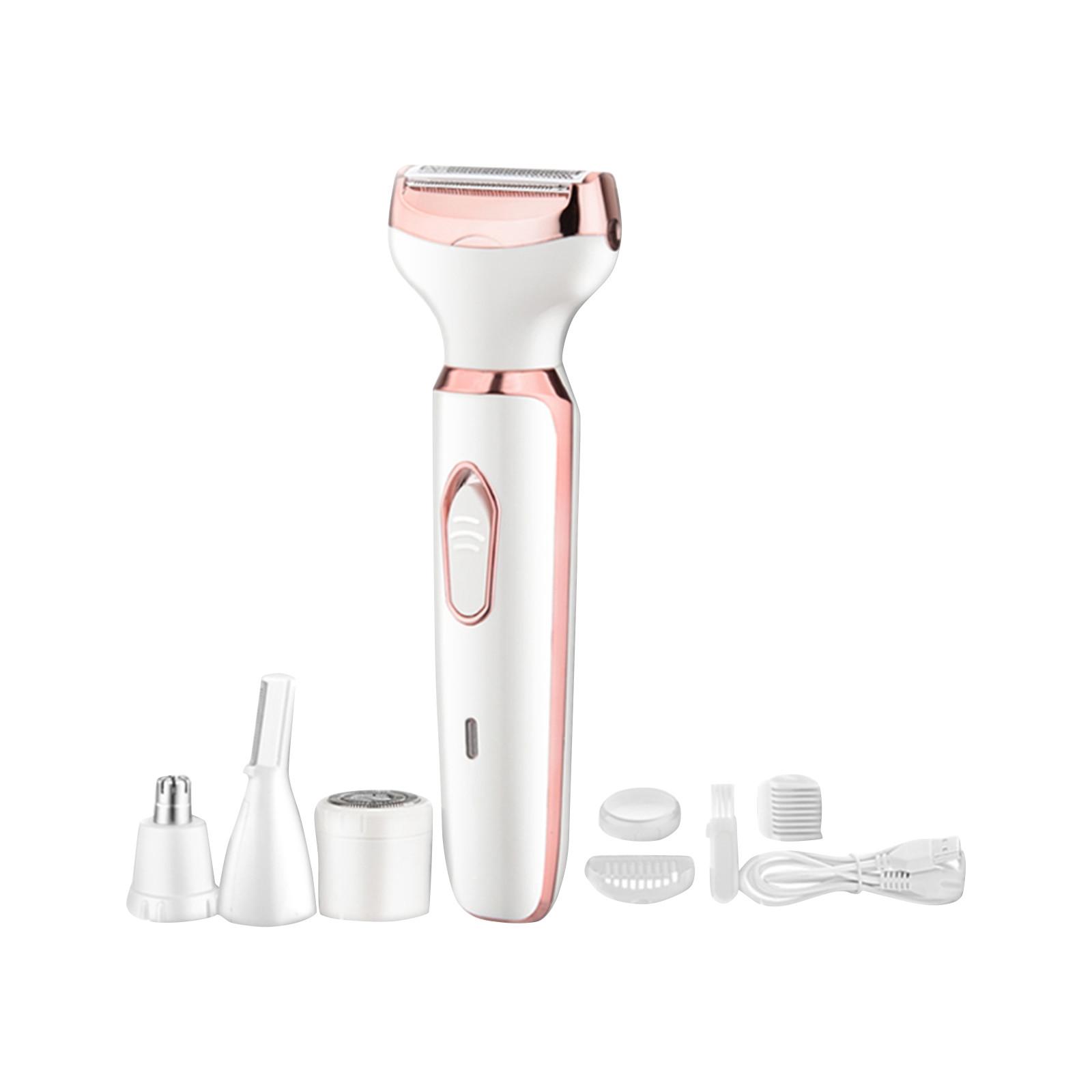 

Электрическая бритва для зоны бикини для женщин – 4 в 1 триммеры для волос с двумя головками для женщин, водонепроницаемое средство для удаления волос, влажное и сухое использование, съемные головки