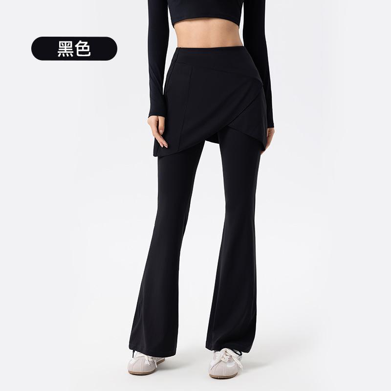 

Поддельные двухслойные ламинированные брюки для йоги женские облегающие и тонкие фитнес-брюки спортивные для бега и тренировок с высокой талией расклешенные брюки XL чёрный