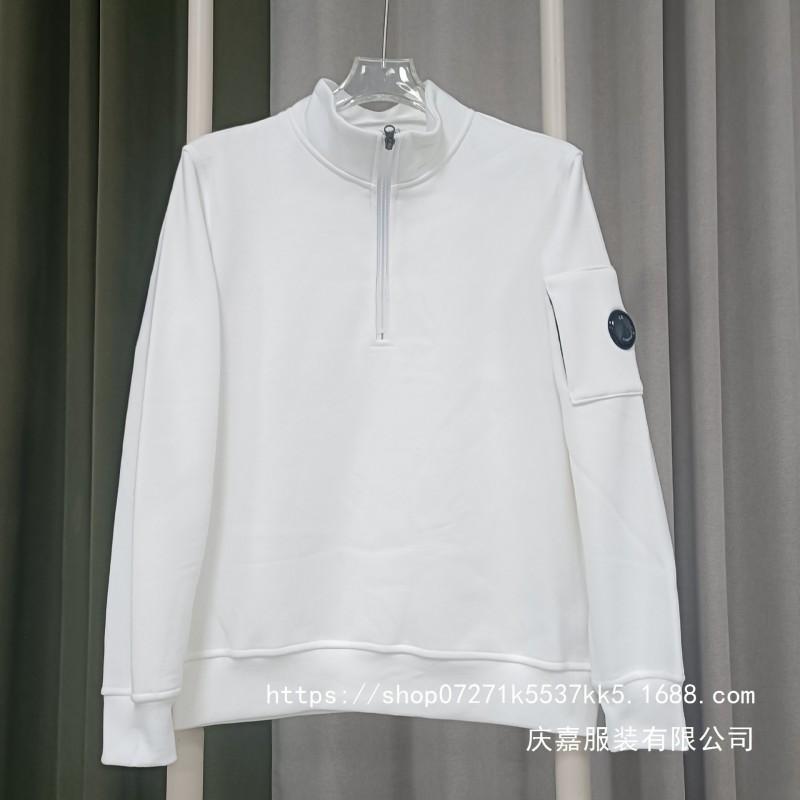 CP COMPANY Half-Zip Fleece Sweatshirt Solid Color Pocket Badge Casual Top Men Women