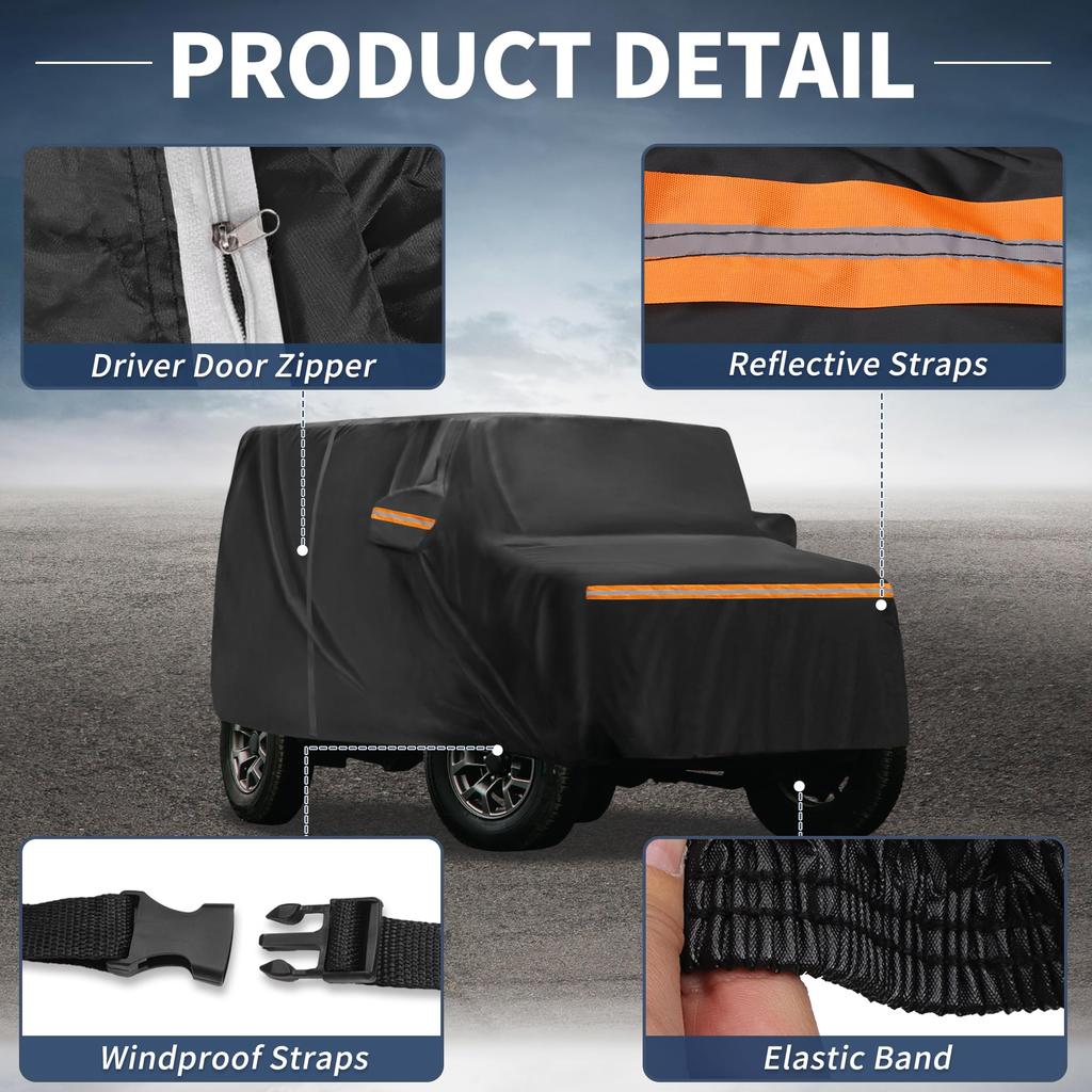 X AUTOHAUX Car Body Cover for Suzuki Jimny Features New Waterproof Fabric Lightweight and Comfortable for Fleece Paint Seat Door and Safety Even if
