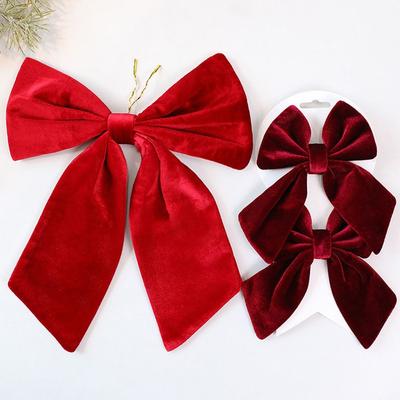 1/2PCS Red Christmas Decorative Bowknot Flannel DIY Accessories Xmas Tree Hanging Bowknot Big Size Showwindow Ornament