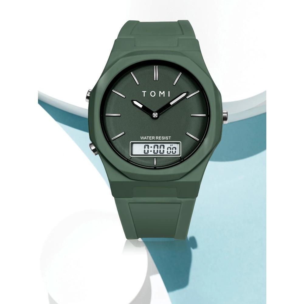 Men s Electronic Watch; Trendy Simple Wrist Watch; Waterproof Sports Outdoor Electronic Watch зелёный