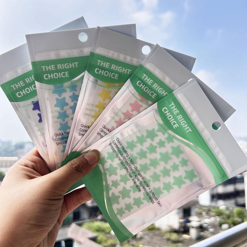 Star Pattern Hydrocolloid Acne Patches - Effective Healing and Casual Colored Design