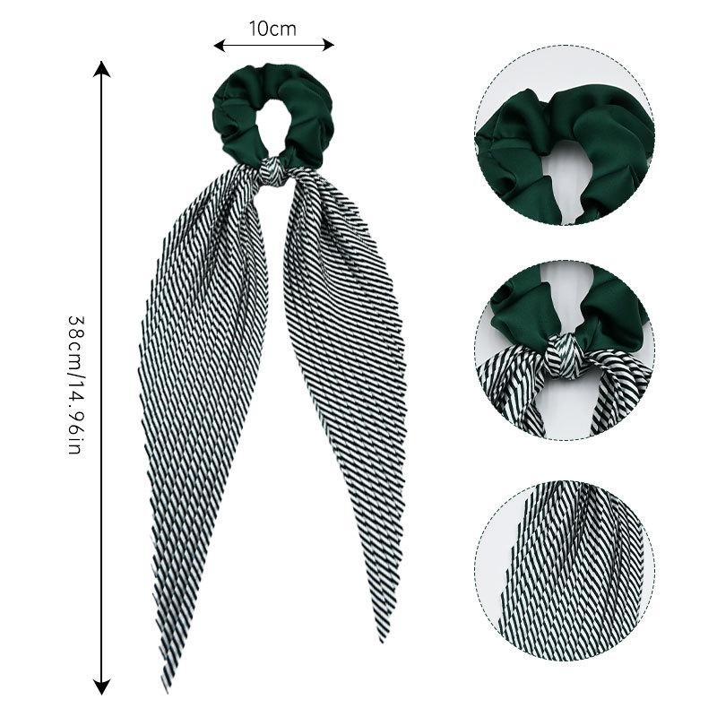 1PC French Retro Super Fairy Temperament Satin Bow Striped Hair Band Korean Internet Celebrity Sweet Girl Streamer Hair Rope
