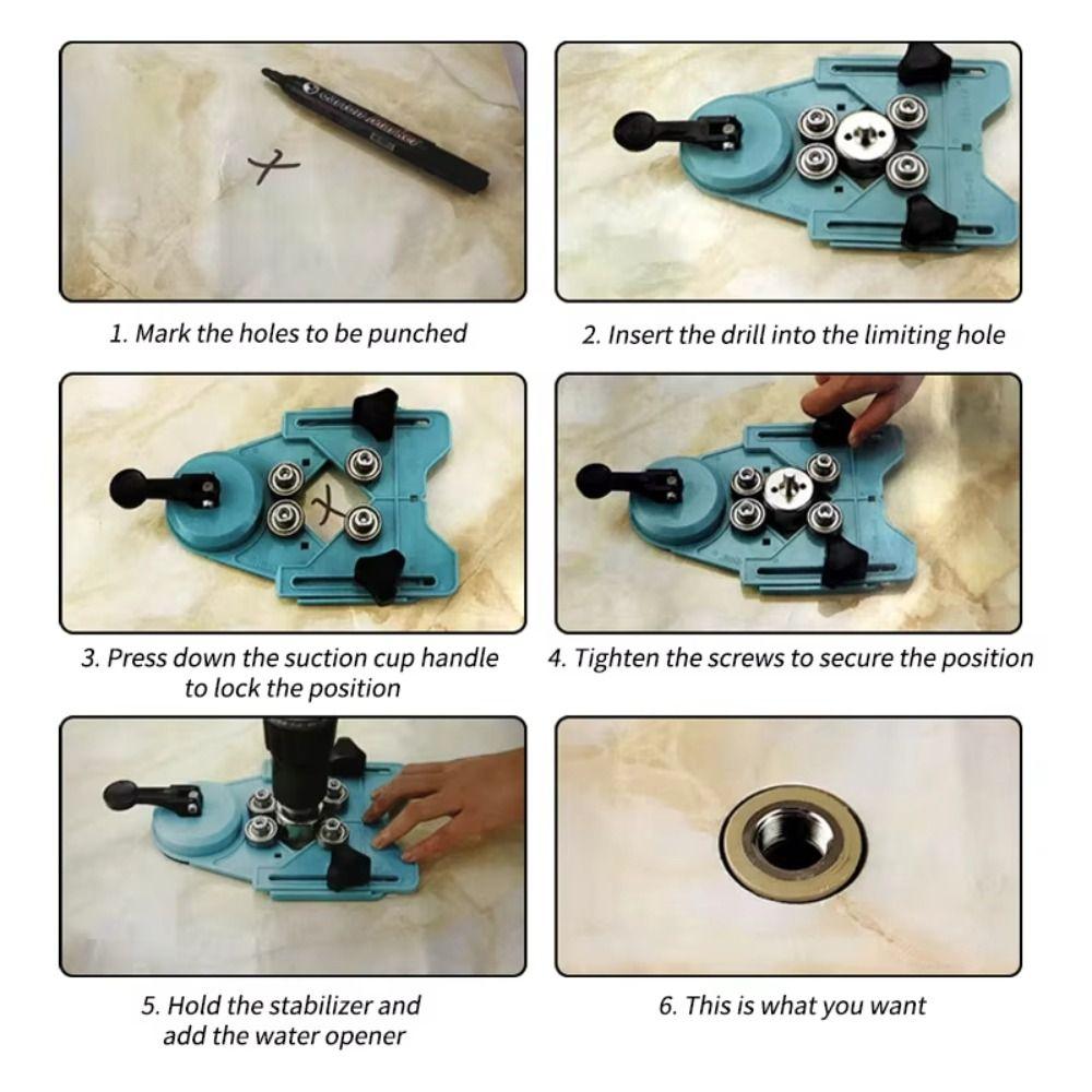Drill Bit Tile Punching Locator Suction Cup Tile Chamfer Fixing Device Hole Opener  Glass