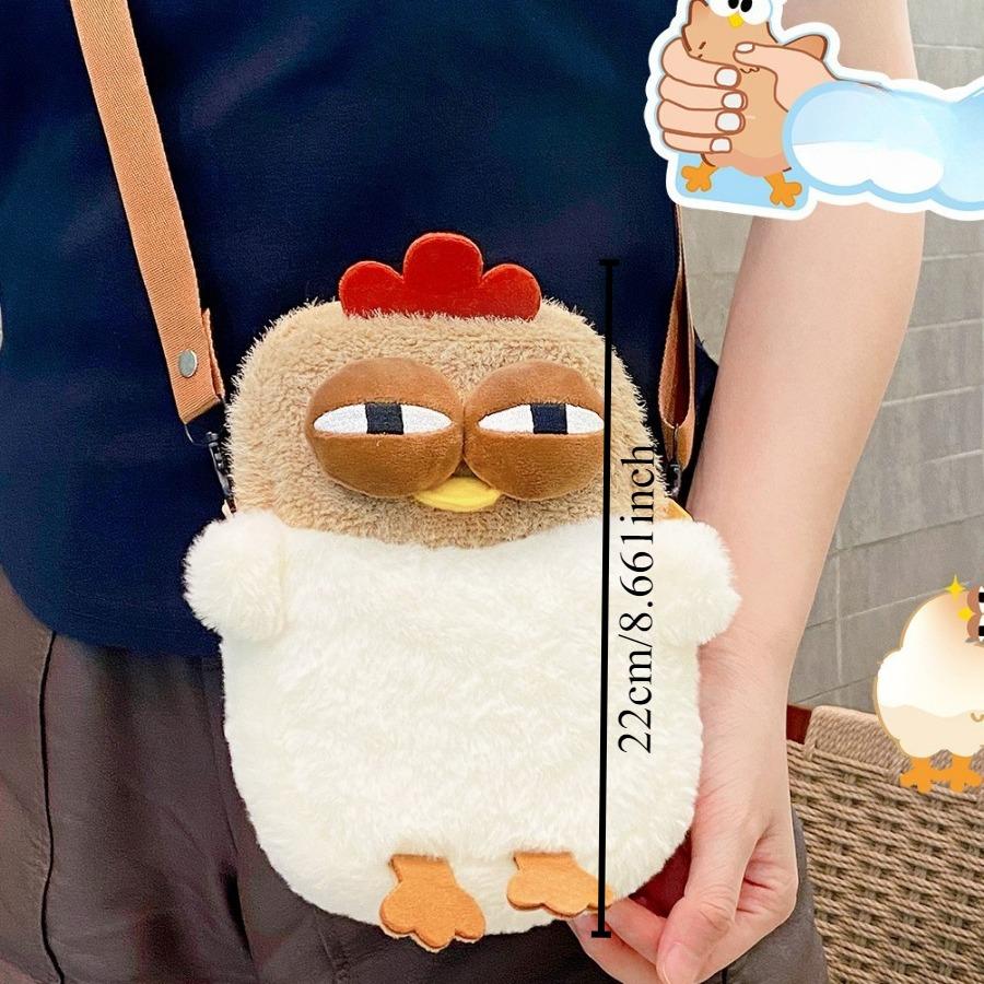 Hen Ugly Shoulder Bag Fur Chicken Plush Handbag Funny Cute Kawaii Chicken Pendant Keychain Doll Satchel Purse For Women Birthday Gift