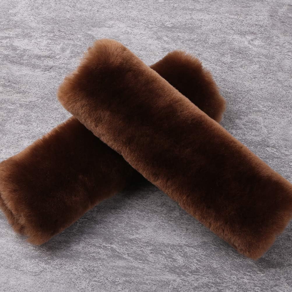 2 Pack Sheepskin Car Seat Belt Cover Pads | Wool Seatbelt Cushions | Fuzzy Soft Seat Belt Should Pad Cushion Protect Neck | Stylish Luxury Appearance