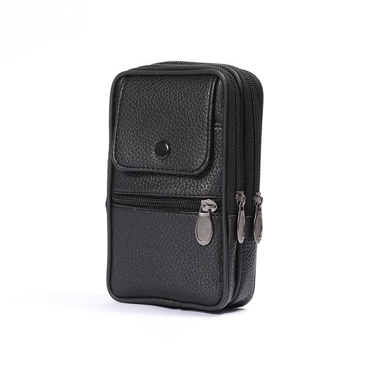 

Мужская кожаная поясная сумка для мобильного телефона – спортивная повседневная вертикальная поясная сумка чёрный