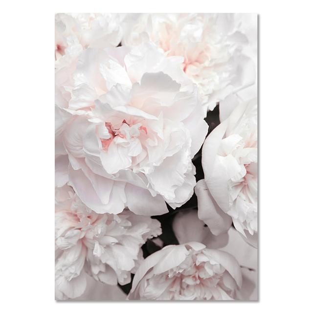 Pictură modernă cu flori de plante, postere decorative estetice proaspete pentru camera de zi Bujor roz, artă de perete, imprimare poster