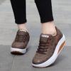 Fashion Women Running Sports Shoes Rocker Shoes Breathable Platform Shoes PU Leather Casual Walking Wedge Heels