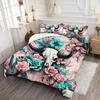 Bull Head Skull Flower 3D Printed Quilt Cover Set Vintage Style Soft Bedding Cover Home Polyester Textile Duvet Cover Pillowcase