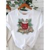 Printed Fashion New Year Women's T-shirt Top Merry Christmas Clothing Coffee Love Cute Holiday Pattern Round Neck Short Sleeve
