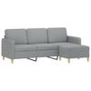 3 Seater Sofa with Footstool Light Grey 180 Cm Fabric