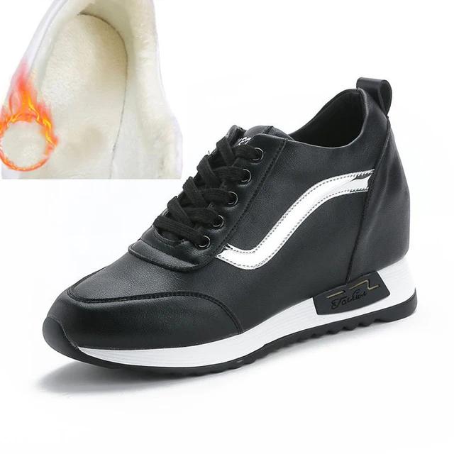 Microfiber Leather Women Casual Shoes 7cm Platform Wedge Women Fashion Sneakers Winter Autumn Air Mesh Women Summer Shoes