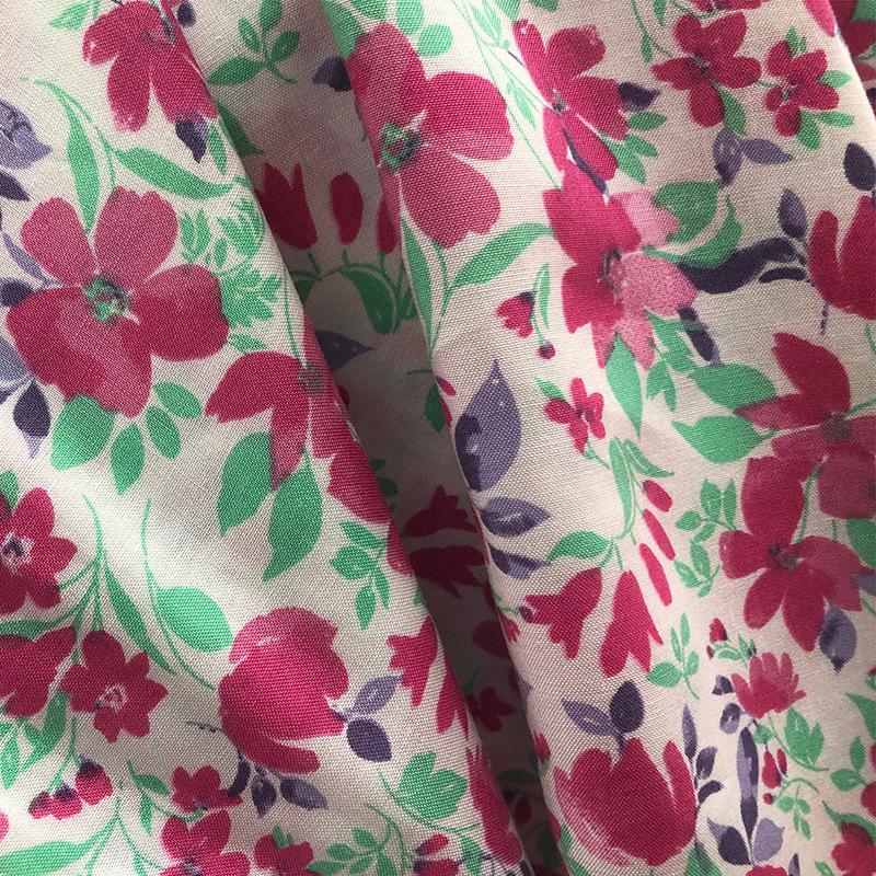 Floral Rayon Fabric Summer Digital Printed Thin Flower Tree for Sewing Pajamas Dresses 100*145cm