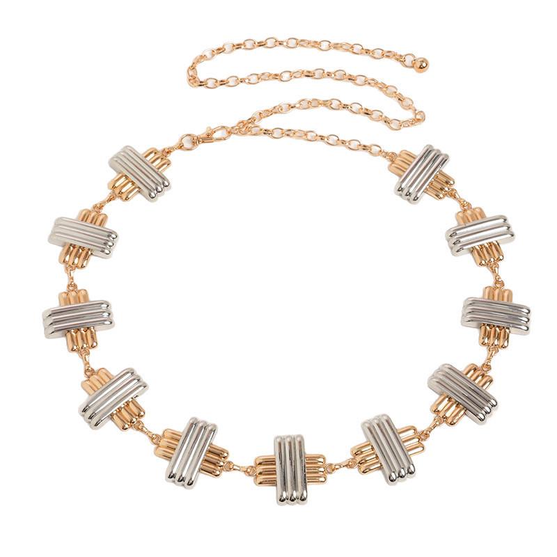 Retro Design Geometric Shape Metal Casual Waist Chain For Vintage Style Women Summer