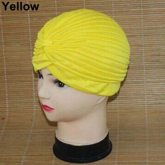 Women Stretchy Head Wrap Band Chemo Bandana Pleated Headwear Decor