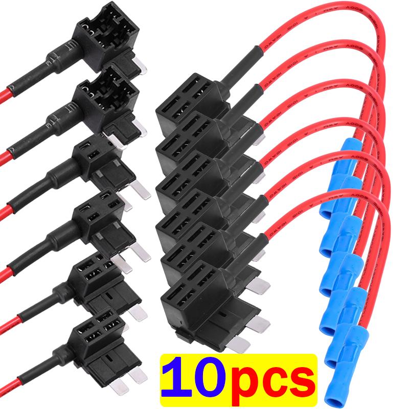 Car Fuse Holder Add-a-circuit TAP Adapter Micro Mini Standard ATM Blade Fuse for Cars Vans MINI SMALL MEDIUM Size 10/5pcs 32V