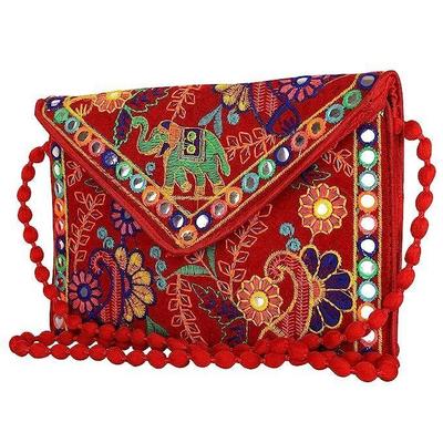 Craft Trade Clutch Bags for Women Handmade Embroidery Mirror Work Stylish Sling Bags for Women Cross Body Bags