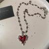 Gothic Red Cross Thorn Heart Butterfly Pendant Choker Black Bead Necklace Personalized Y2K Halloween Charms Grunge EMO Jewelry
