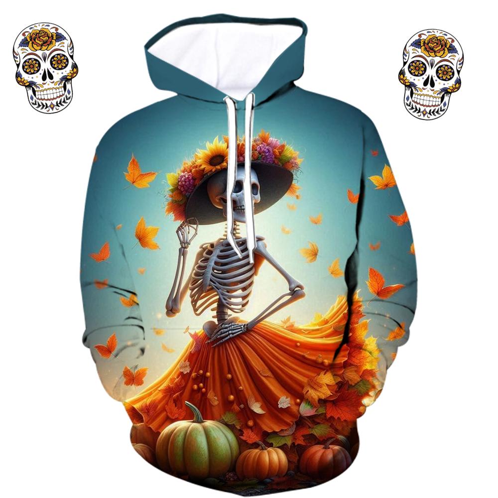 Sudadera vintage para hombre con estampado gráfico de calavera 3D, sudadera informal con capucha, ropa de gran tamaño para otoño y primavera, jerséis de manga larga estilo Harajuku