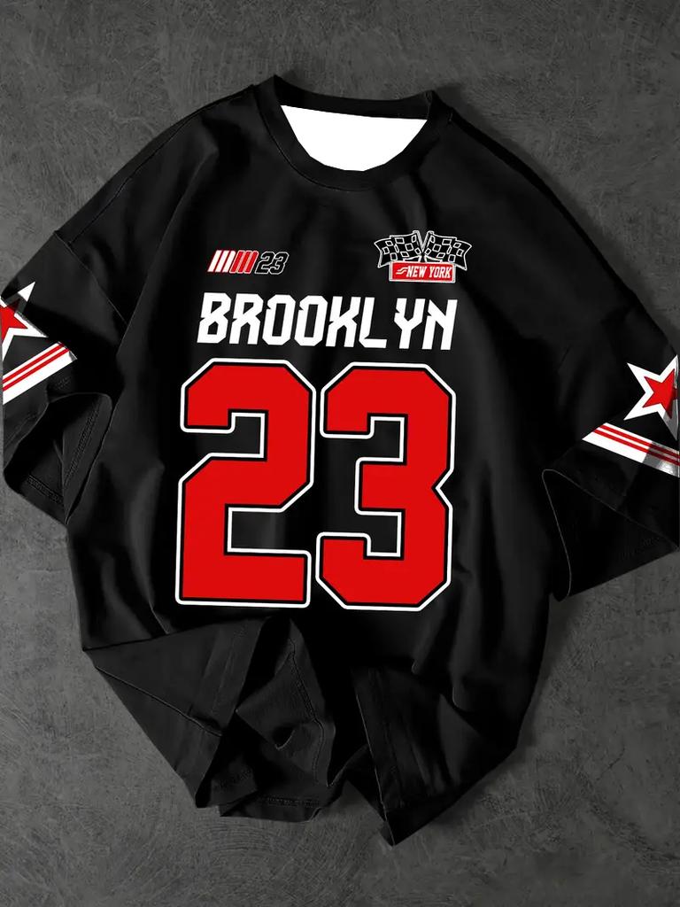 Męska koszulka sportowa Brooklyn 23 nadruk krótki rękaw T-shirt letni graficzny T-shirty plus size damska koszulka sportowa topy