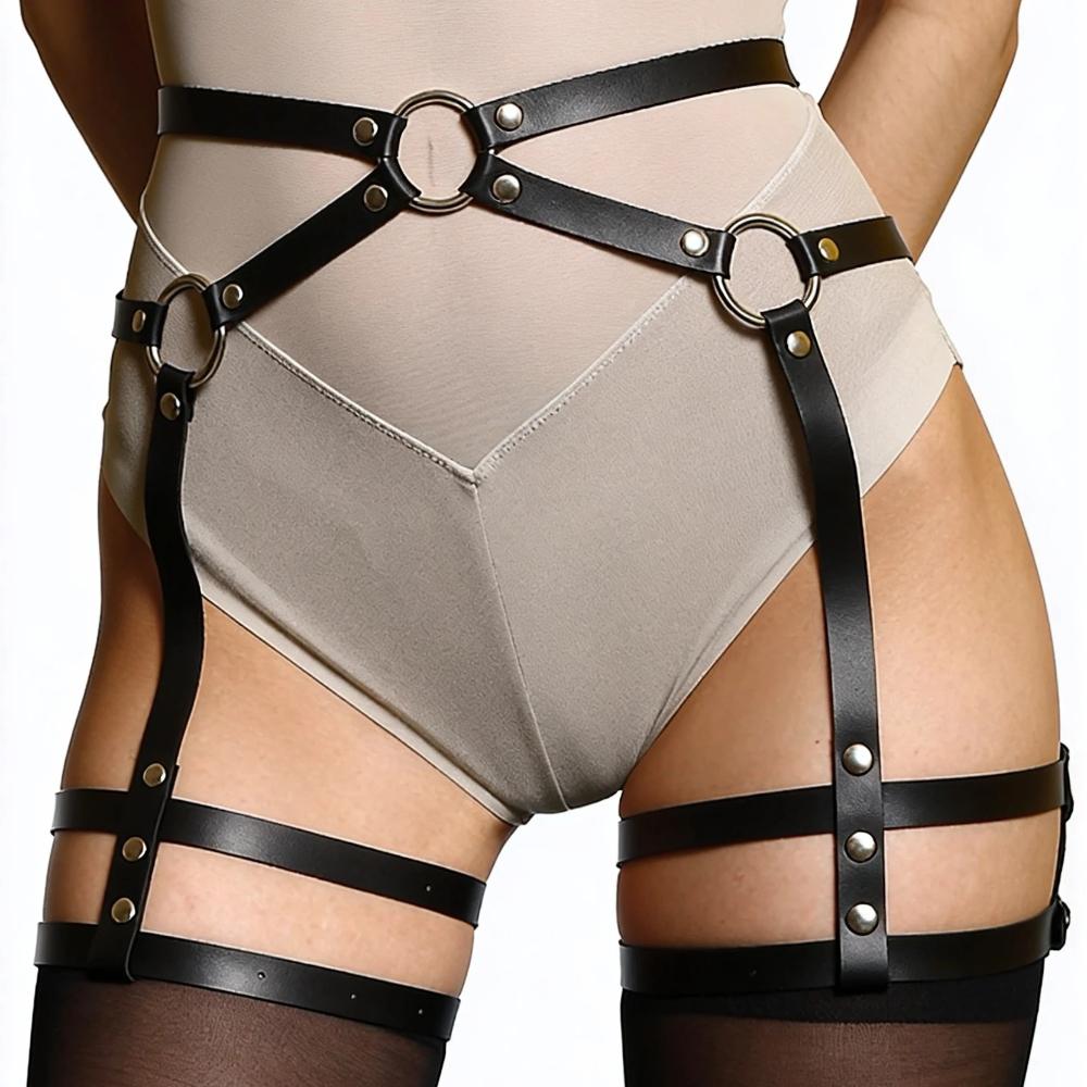 

Women Adjustable Body Harness Pu Leather Street Style Harness Belts Suitable For Holiday Parties And Casual Out
