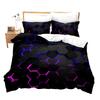 Pink Blue Neon Light Three-Piece Quilt Cover Digital Printing Bedding Set Honeycomb Bed Cover