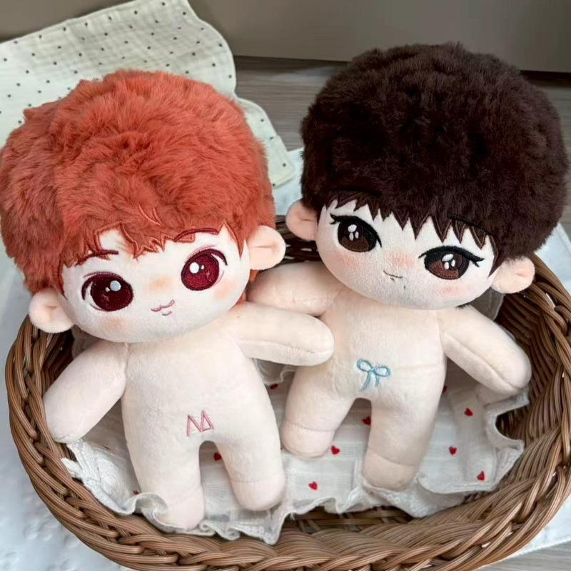 Cute 20cm TF Family F4 Wang Lujie Mu Zhicheng Cotton Doll Set Luk Xiaomutou Nude Plush Curly Hair Idol Toy Gift for Star Fans Collectible Peripheral