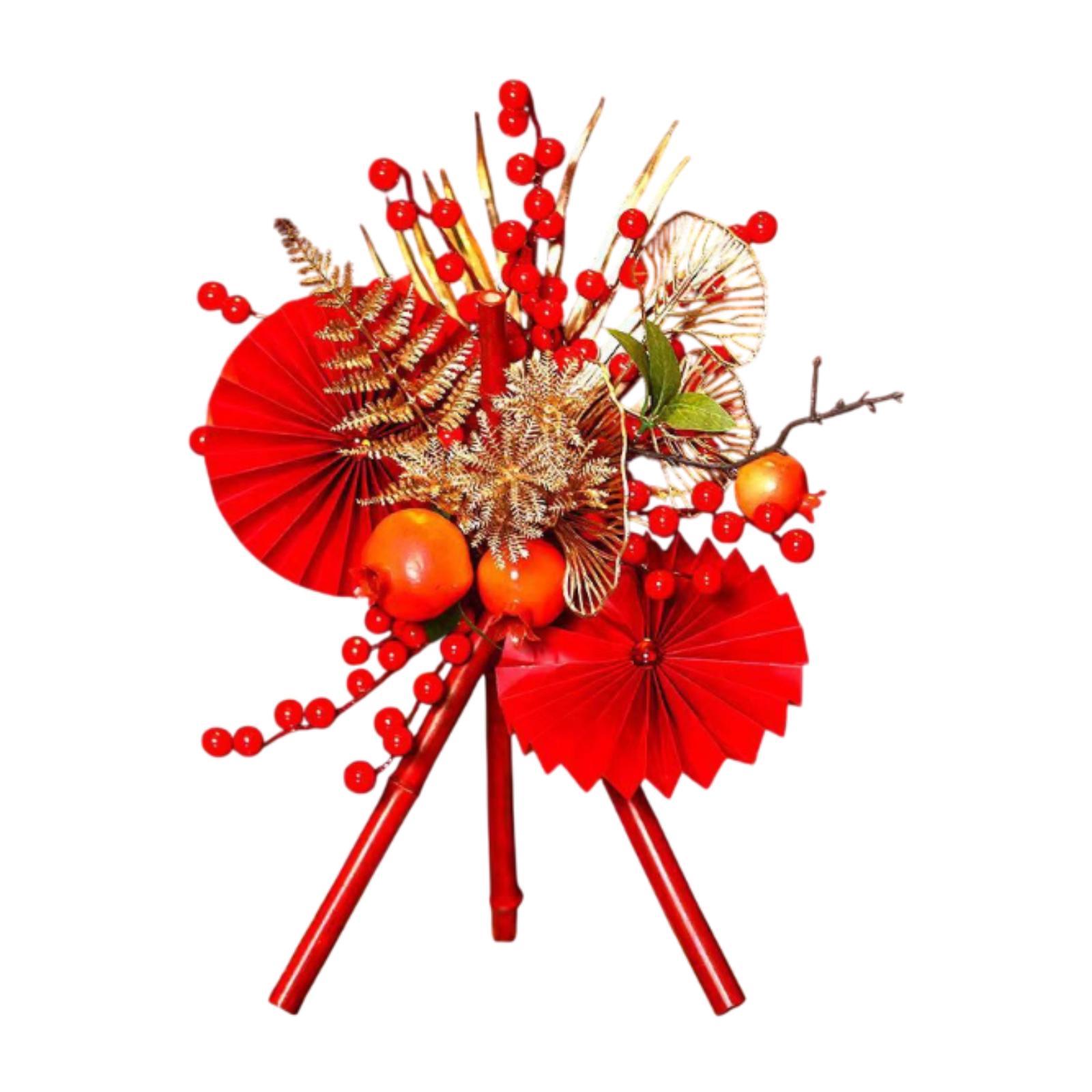 

2025 Spring Festival Flowers Desktop Ornament Handmade Artificial Red Berries Housewarming Gift for Home Office Decor Versatile