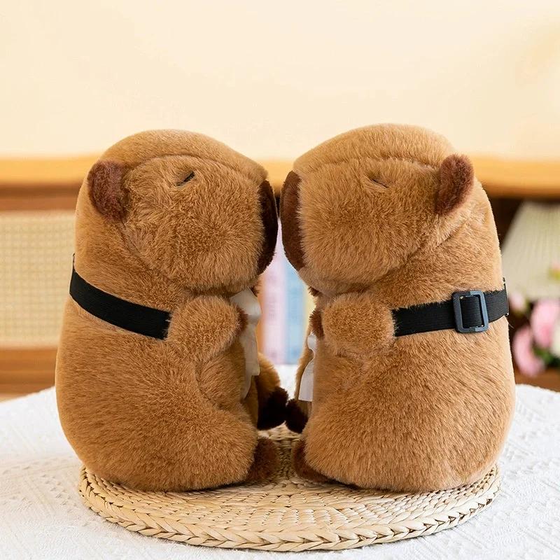 Cartoon Capybara Papieraufbewahrungsbehälter - Auto Armlehne Taschentuchhalter Auto Taschentuchbox Abdeckung Organizer Weiches Plüsch Taschentuch
