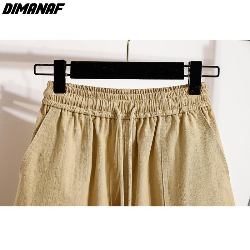 DIMANAF 2024 Plus Size Women Summer Loose Pants 5XL High Waist Shorts Elastic Wide Leg Pants Casual Basic Short Pants