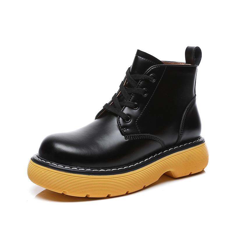 Genuine Leather Martin Boots Women Spring Thick-Soled Lace-Up 2022 Newest Retro Platform Ankle Boots For Ladies