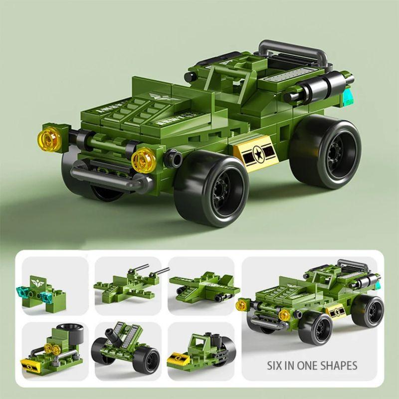 6-in-1 Micron Particle Fire Brigade Police Military Tank Building Block Children's Toy Assembly Children's Puzzle Toy