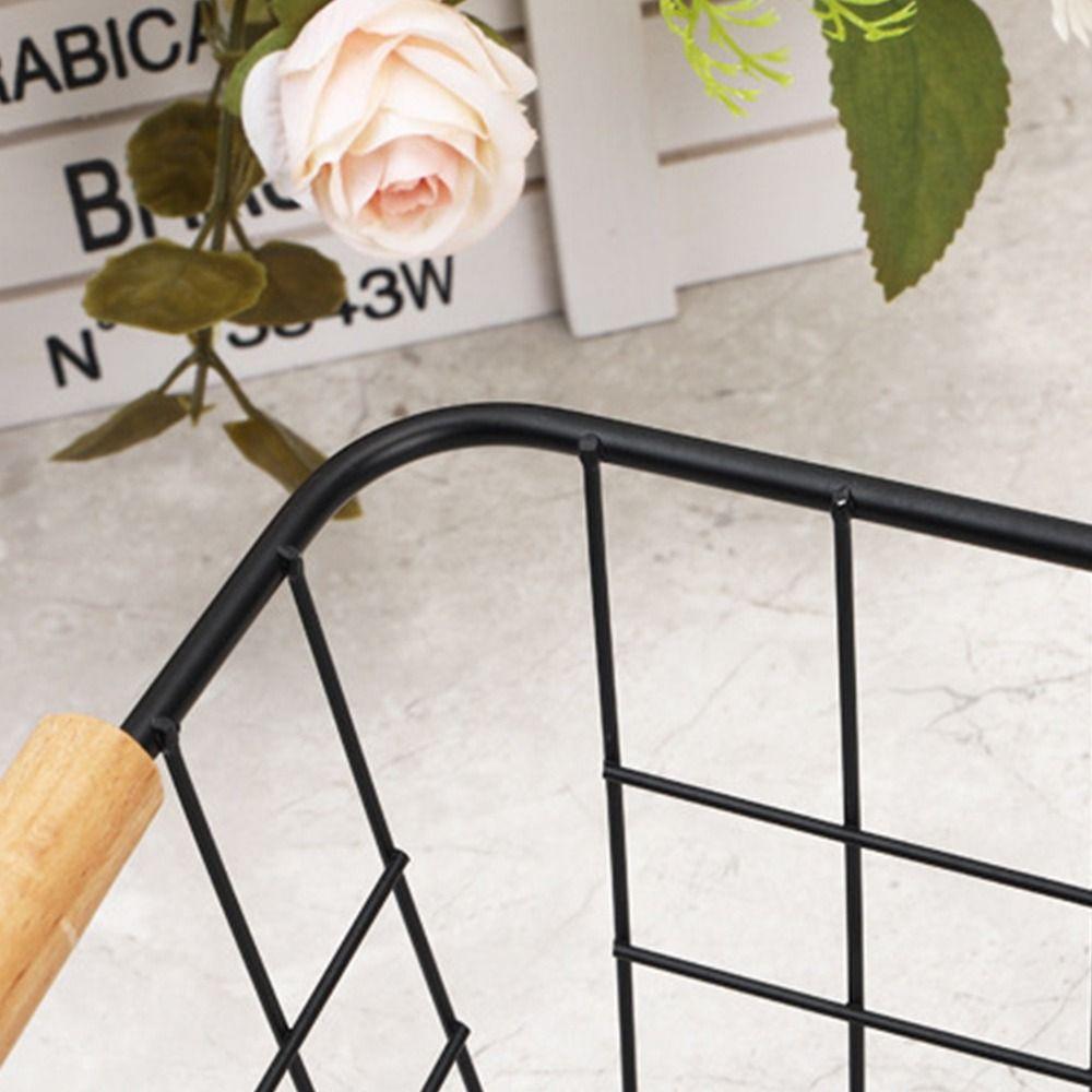 White Black Desktop Storage Basket Metal Vegetable Fruit Snack Holder  For Bathroom Kitchen