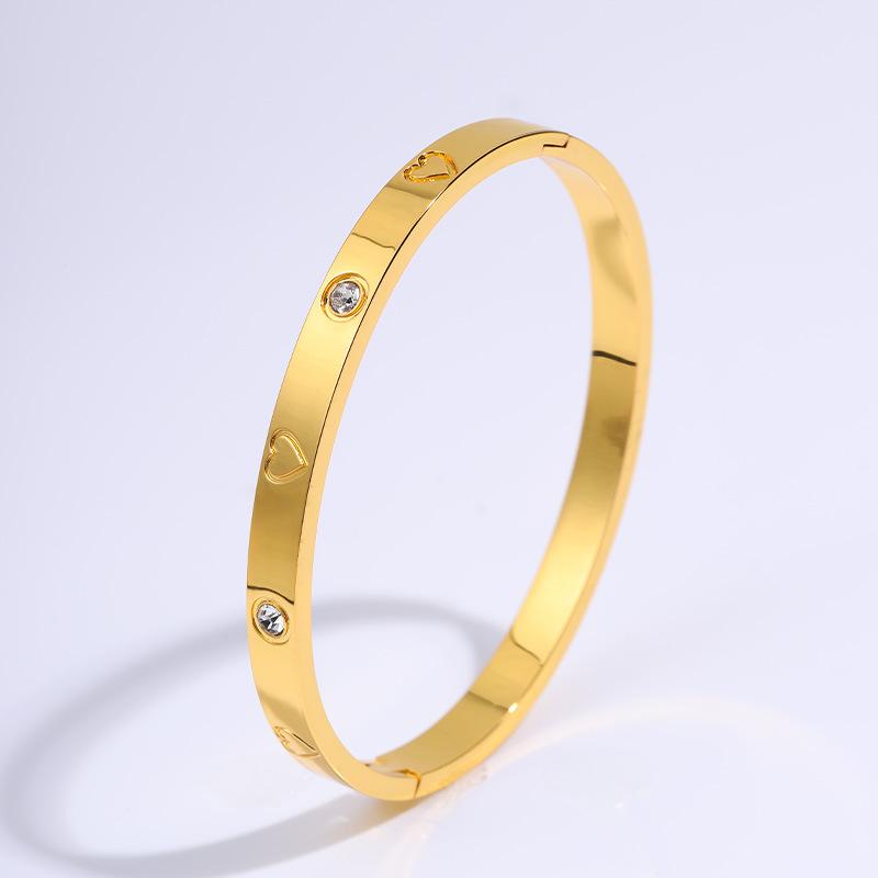 Classic titanium steel bracelet for women, popular fashion light luxury bracelet, ten diamond gold bracelet for girlfriends