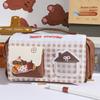 Cute Plaid Pencil Case With Large Capacity For School And Stationery Storage