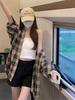 Plaid shirt jacket women's spring and autumn 1116 new summer thin design sense niche long-sleeved top sunscreen shirt