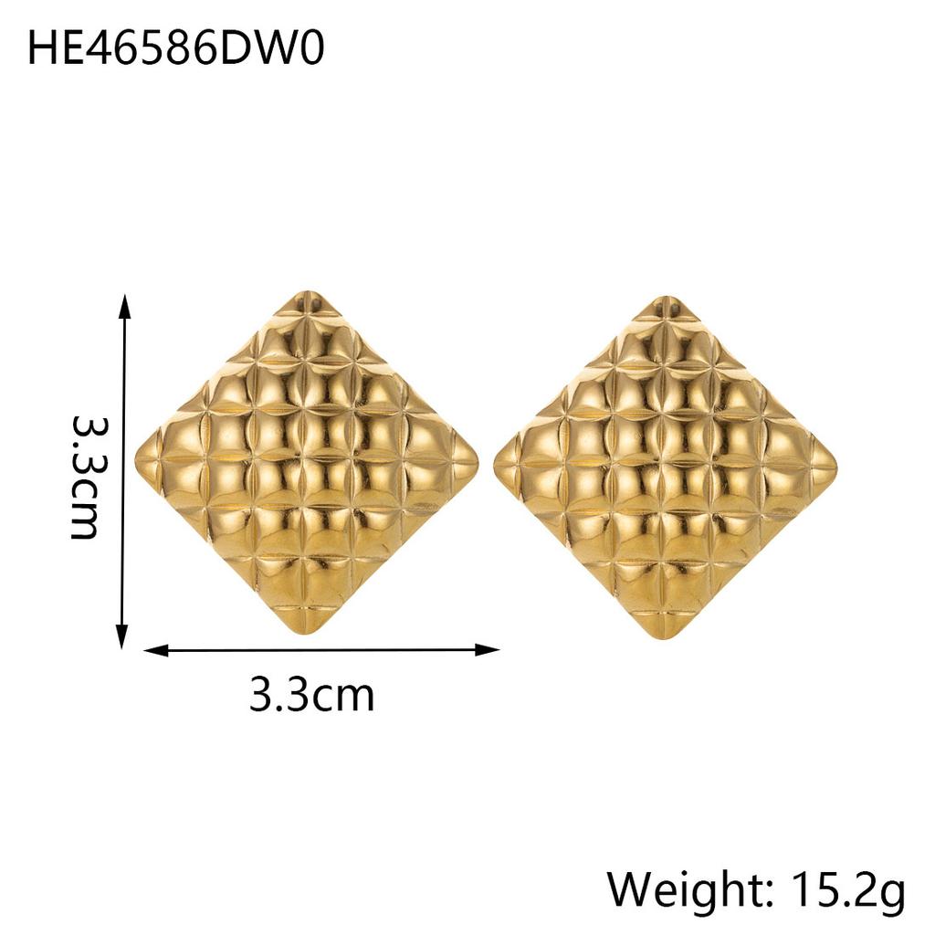 CARLIDANA Geometric Textured Waterproof Gold Plated Conch Spiral Stainless Steel Jewelry Heart Earrings Tiger Eyes Stone Woman