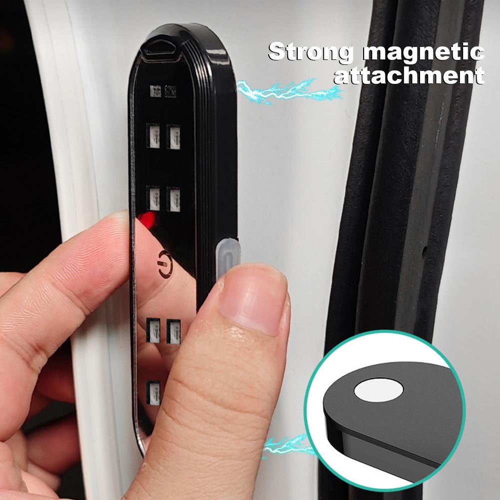 2/4Pcs Car Door Lights LED Welcome Warning Light Magnetic Control Anti-Collision Atmosphere Light Auto Door Opening Safety Light