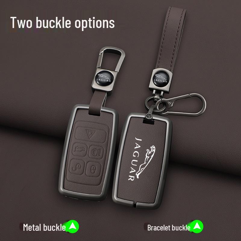Jaguar XJ/XEL/XFL/FTYPE/EPACE Men's Leather Key Case with Metal Buckle