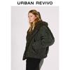 UR 2025 Women's Fur Collar Hooded Loose Down Jacket