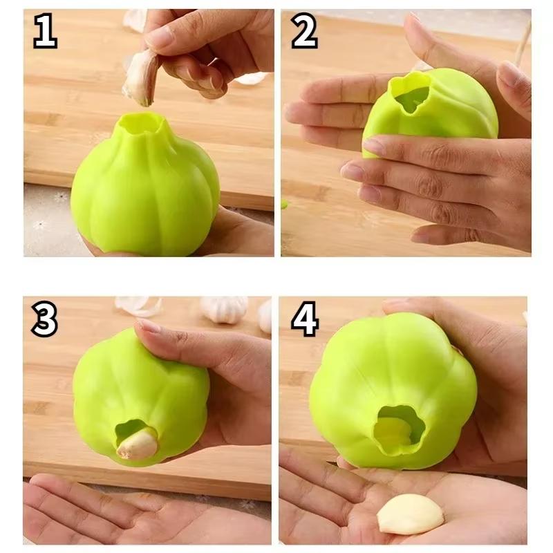 1-4pcs Garlic Peeler Creative Silicone Roller Peeling Garlic Tools Green Simple Convenient Easy To Clean Perfect Kitchen Gadgets