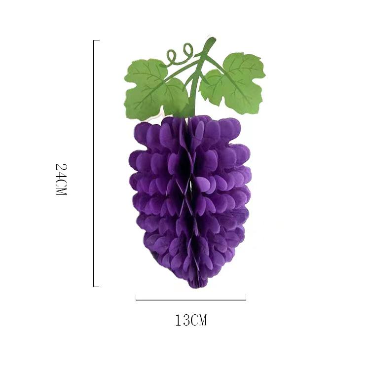 Spring Tropical Fruit Party Ceiling Decorations: Pineapple, Strawberry, Apple, and Grape Honeycomb Balls