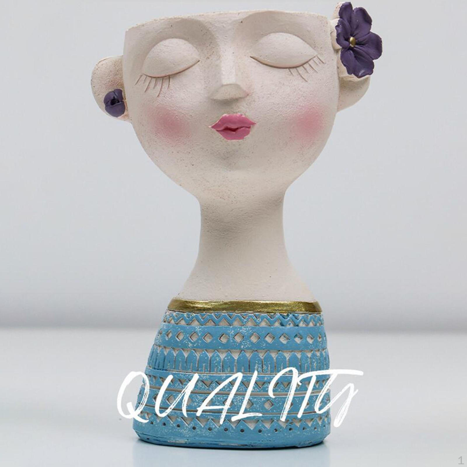 

Ваза для цветов, горшки для цветов, композиции из цветочных горшков, держатель для бутонов из сухих цветов, статуя из смолы для девочек Blue