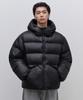 Glossy Ripstop Hooded Short Padded Jacket [Black]