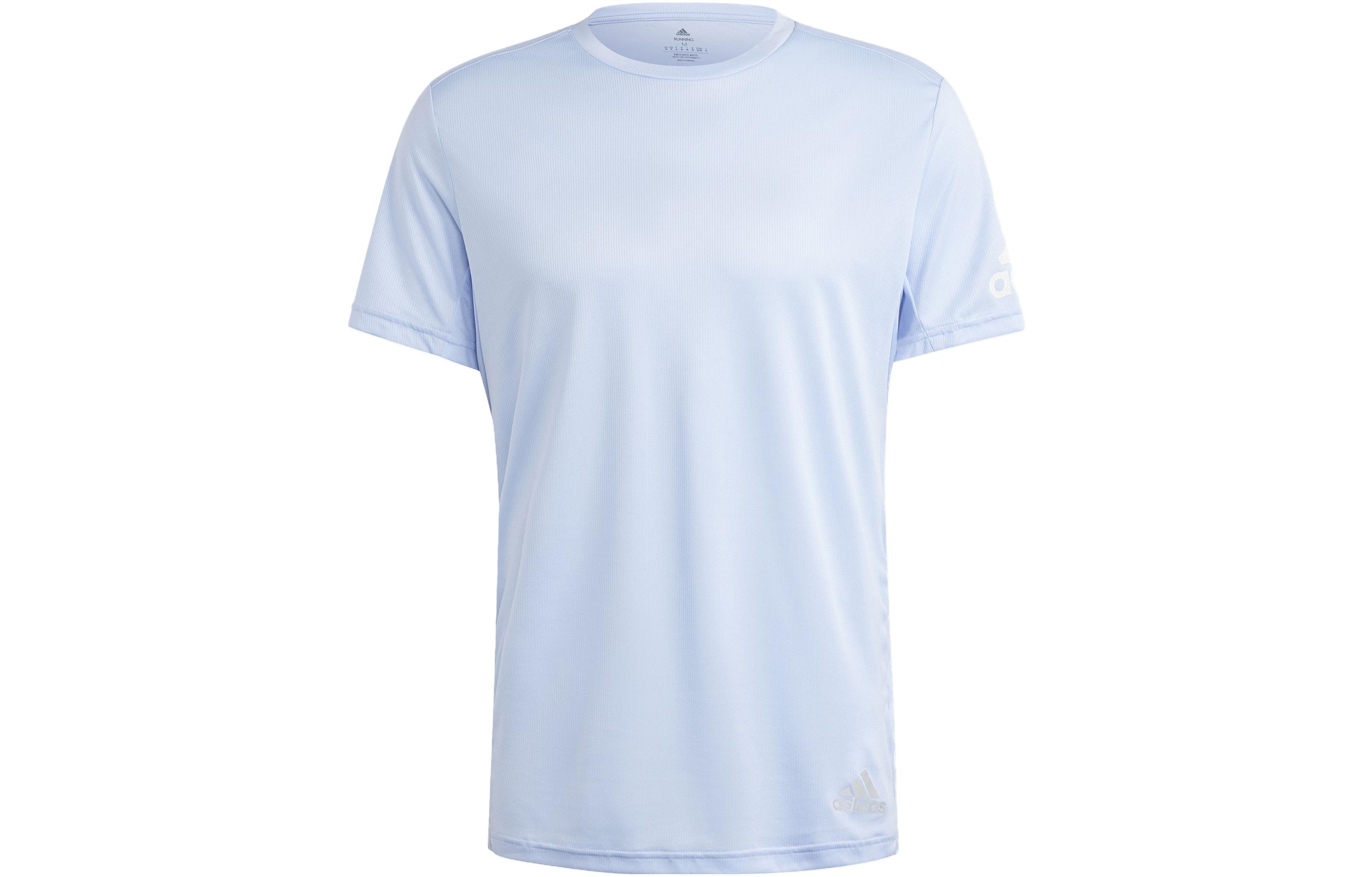 Adidas T Shirts Men s Light Blue Crew Neck Moderate Straight Fit IC7631 M